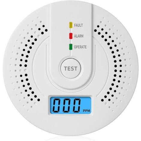 Détecteur de monoxyde de carbone à batterie remplaçable avec affichage numérique LED, alarme de CO pour la sécurité de la maison, moniteur de CO portable pour une utilisation en intérieur