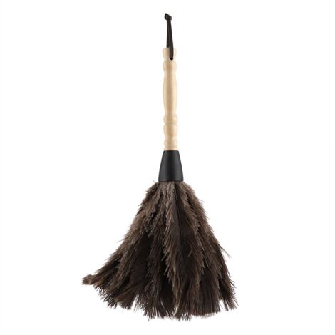 13.4inch plumeau en Plumes d'autruche avec Manche en Bois, Outils de Nettoyage lavables pour Livres, Clavier, Bureau, Maison (1/5)