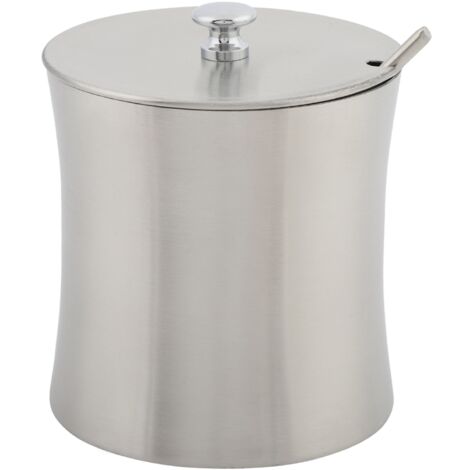 Lot de pots à condiments en acier inoxydable avec couvercle et cuillère pour assaisonnement, sucre, sel, épices, poivre, assaisonnement, pour cuisine et restaurant