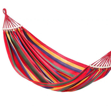 Hamac Swing pour Voyage Camping, 1 Person Grand 280 80cm/ Coton Respirant/Charge 150KG Lit Simple Balançoire dans la Plage, Patio, Porche, Jardin Suspendu