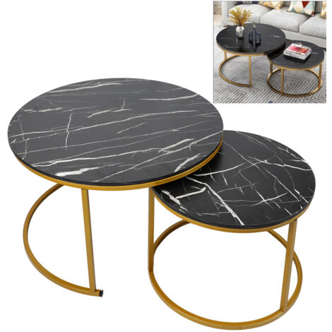 Ensemble de table basse ronde au look moderne, robuste et anti-déformation, table d'appoint empilable pour la maison, le salon, la chambre à coucher (1/5)
