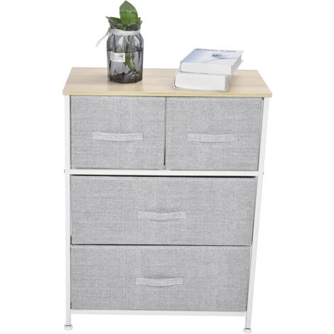 Ejoyous Commode haute pour chambre à coucher avec 4 tiroirs, 3 niveaux avec paniers en tissu ...