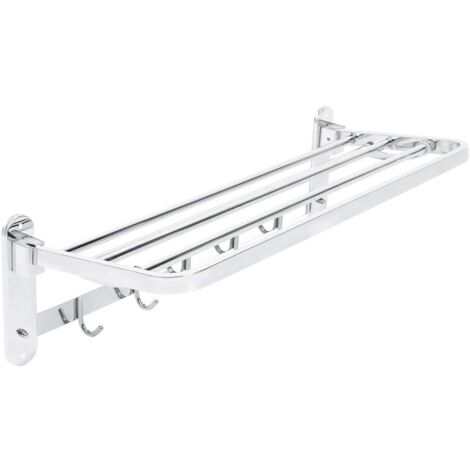 Porte-serviettes pliable en acier inoxydable avec crochet pour salle de bain, 56,4 x 23,6 x 17,5 cm
