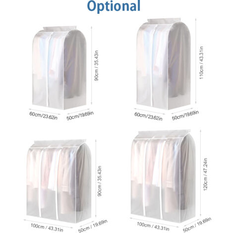 Zythrem Lot De 10 Housses Vêtements Transparentes 60x120cm - Protection Anti-Poussière - Zip - Pour Costumes, Manteaux, Robes