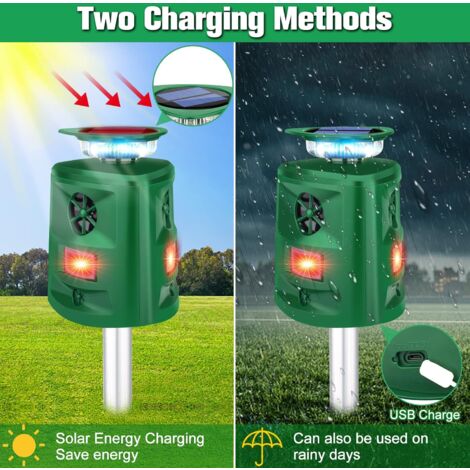 Lot De 4 Répulsifs Solaires Pour Chats, Renards, Rongeurs – LED Rouges Clignotantes, étanches IP44 – Pour Jardin, Ferme - 7