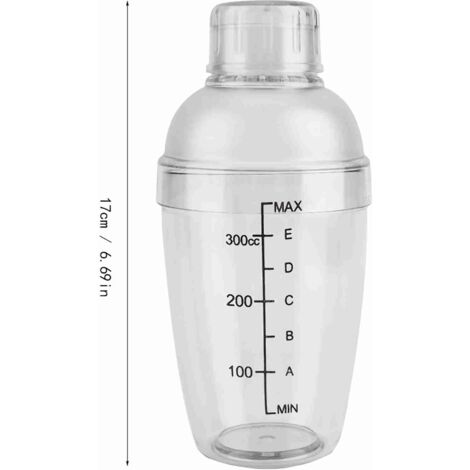 Shaker à cocktail transparent anti-fuite en résine PC avec échelle