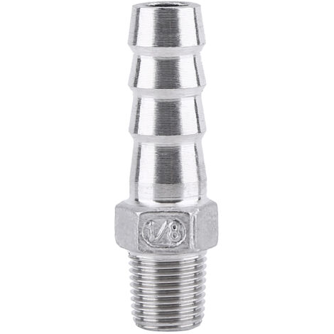 Raccords Cannelés de Tuyau 1/8 "Acier Inoxydable SS304 Raccord de Tuyau à Filetage Mâle Connecteur de Queue de Barbelé (1/8"x10mm) (1/5)