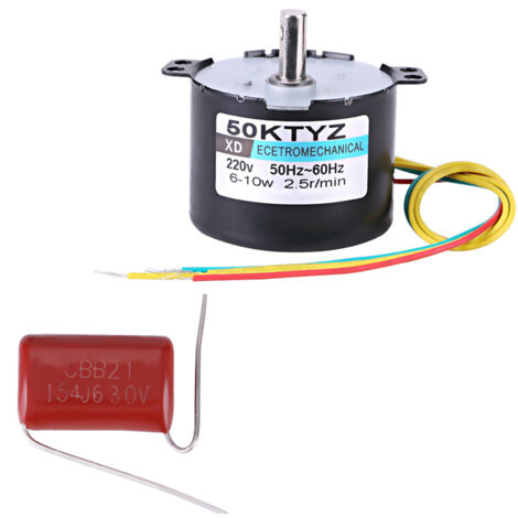 50KTYZ AC 220V 10W 0.5A petit moteur électrique synchrone à aimant permanent à basse vitesse CW/CCW 2.5/20 tr/min
