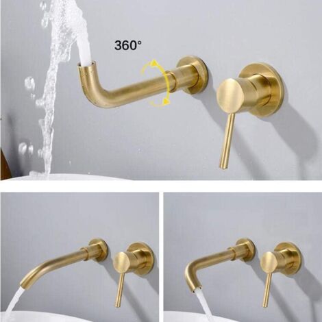 Mitigeur Lavabo Mural Rotatif à 360°Robinet Salle De Bain Pour Baignoire Et Lavabo Robinetterie Lavabo Encastre Mural Design Moderne Noir 87359096