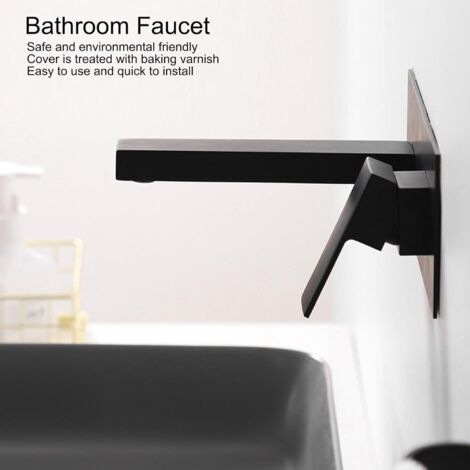 Robinet De Lavabo Salle De Bain Noir Cascade - Montage Mural - Poignée Unique - Finition Mat - Laiton - Neuf