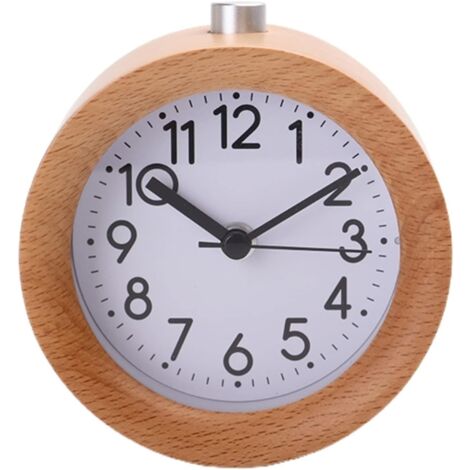 Horloge de table ronde en bois avec veilleuse, dispositif de chronométrage de bureau simple et créatif, décoration de la maison