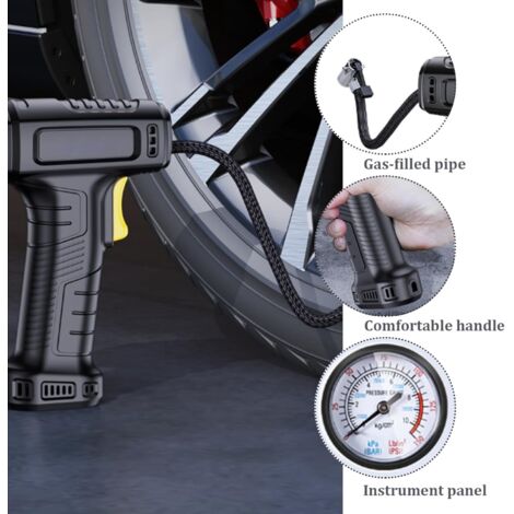 Mini Pompe à Air Portable Avec Manomètre Numérique, Gonflage Rapide Et Arret Automatique Adaptee Aux Voitures Motos Velos Et Ballons 97116811 Mini Pompe à Air Portable Avec Manomètre Numérique, Gonflage Rapide Et Arret Automatique Adaptee Aux Voitures Motos Velos Et Ballons 97116811