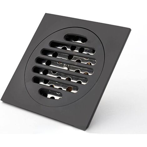 Siphon de douche carré en laiton noir mat anti-odeurs, 10 cm, pour baignoire et douche, grille de drainage, siphon de douche, piège à cheveux, couvercle de siphon de douche extérieur