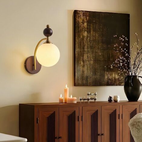 Applique Murale Double Verre Moderne – Luminaire Câblé Noir Et Ambre, Style Ferme, Pour Chambre, Salon Ou Couloir, Ampoule E27 Non Incluse