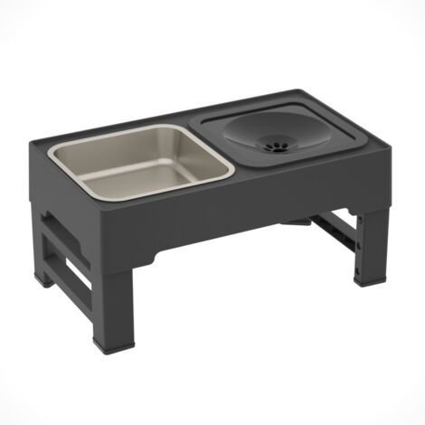 Gamelle surélevée 2 en 1 pour chien avec bol d'eau en acier inoxydable anti-éclaboussures, 4 hauteurs réglables pour chiens et chats de petite, moyenne et grande taille.
