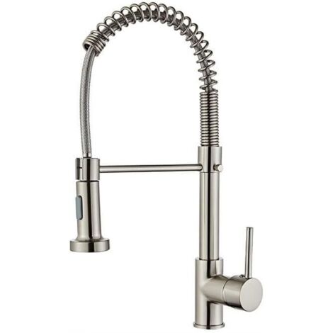 Robinet de cuisine à ressort, 1 trou, pulvérisateur extractible, mitigeur de cuisine, bec pivotant à 360°, robinet de cuisine, mitigeur de cuisine
