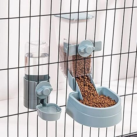 Distributeur d'eau automatique pour lapin, distributeur d'eau suspendu pour cage d'animaux, bol d'eau suspendu pour petit animal (bleu)