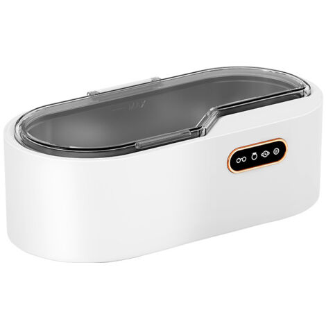 Nettoyeur de lunettes à ultrasons, nettoyeur automatique, 450 ml, nettoyant pour bijoux ménagers pour argent, or et diamants, réservoir intérieur en acier inoxydable (couleur : blanc)