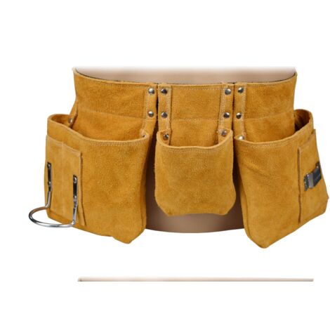 Ceinture à outils en cuir de qualité 52 x 22 cm avec poches, ceinture en nylon réglable, cadeau de fête des pères pour bricoleur.