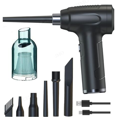 Aspirateur à air comprimé, aspirateur d'ordinateur sans fil, dépoussiéreur électrique pour clavier, bureau, nettoyage de siège de voiture, bon remplacement pour bidon d'air comprimé, destructeur de po