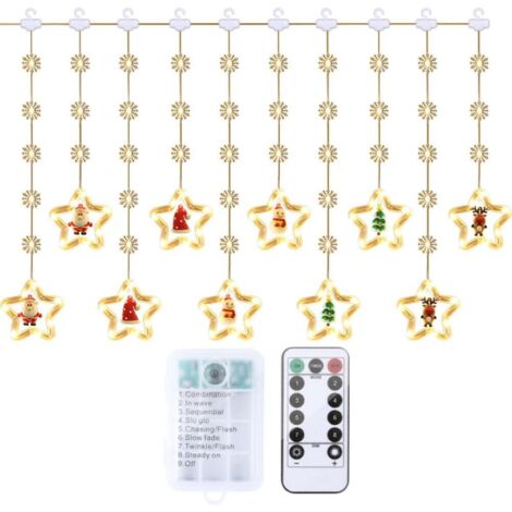 Lumières De Décoration De Noël, 50 LED 3M Guirlande Lumineuse USB Étanche Guirlandes Lumineuses Lumières féériques 8 Modes d'Eclairage Lumière pour Noël Fenêtre Soirée Terrasse Fenêtre Patio Jardin(Mo