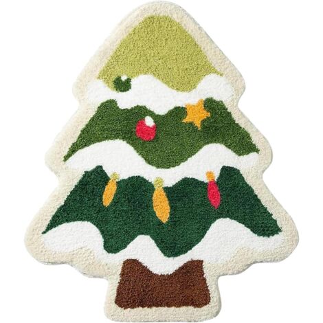 Tapis de bain sapin de Noël pour salon, tapis vert avec une excellente absorption et une grande facilité de lavage, tapis de douche antidérapant, tapis de porte de baignoire doux, épais et durable, dé