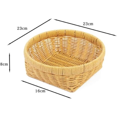 Panier de cuisine en plastique tressé, panier de service pour fruits et légumes, idéal pour la maison, la cuisine et le restaurant (23 x 23 x 8 cm)