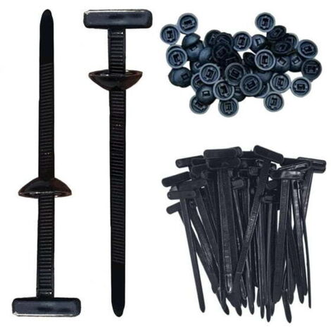 Colliers de serrage en nylon, supports de colliers de serrage en nylon, 100 attaches à bouton et à goupille pour réparation rapide et fixation de trous (50 pièces)