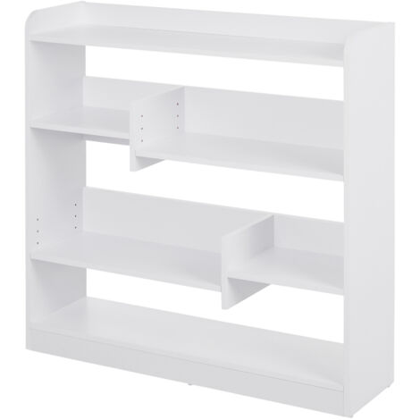 Bibliothèque étagère Meuble de Rangement dim. 90L x 24l x 91H cm 4 Niveaux 3 Panneaux arrières Panneaux de Particules Blanc (1/5)