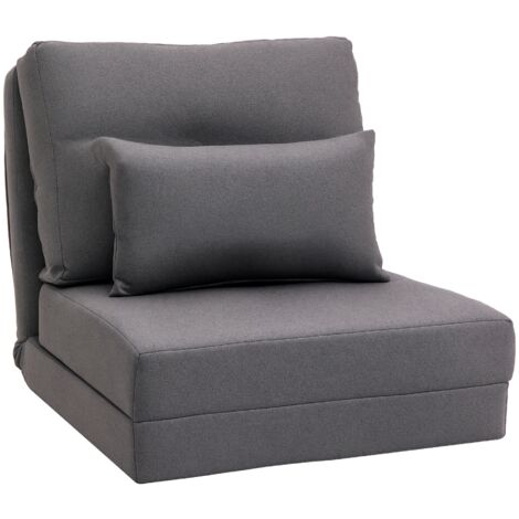 Matelas de sol pliable, tapis de couchage, modèle 2 en 1, coussin amovible, 60 x 80 x 56 cm, gris foncé (1/5)