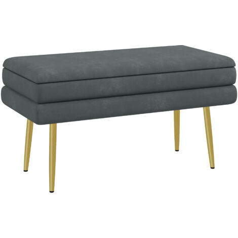 Banquette rembourrée avec espace de rangement, acier, 79,5 cm x 37,5 cm x 43 cm, gris foncé