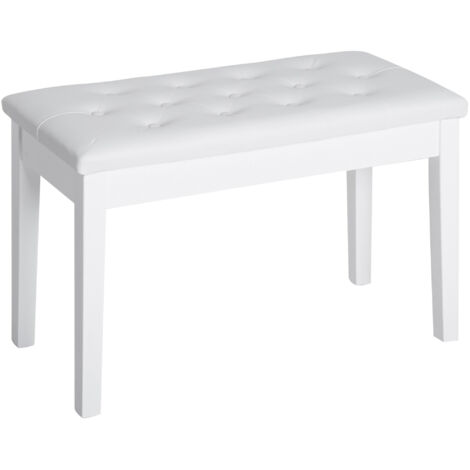 Tabouret de piano, banc de piano avec rangement intégré, chaise de piano avec coussin en similicuir, banc de piano, banc de clavier en bois massif pour piano, clavier, 76 x 36 x 50 cm, blanc