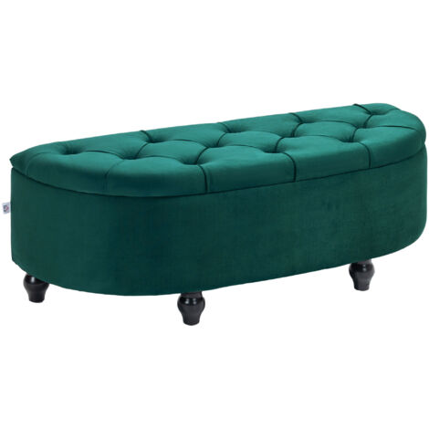 Pouf de rangement capitonné, couvercle à fermeture douce, aspect velours, 120 x 46 x 42 cm, gris foncé