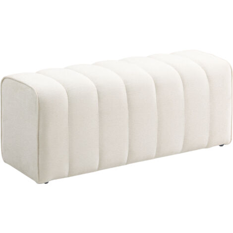 Banc de chambre moderne, banquette rembourrée avec structure en bois, capacité de charge jusqu'à 220 kg, repose-pieds, blanc crème