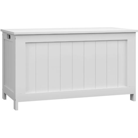 Coffre de rangement, coffre à jouets, MDF, 2 poignées, 81 x 40 x 46 cm, blanc