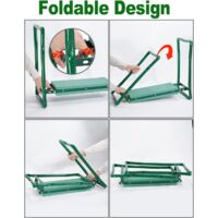 Coussin et siège de jardin à genoux, tabouret de jardin, banc de jardinage avec sac à outils, coussin en mousse EVA pour s'agenouiller et s'asseoir, prévenir les douleurs aux genoux et au dos, cadeau