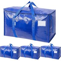 4 Pièces Grands sacs de déménagement avec fermeture éclair robuste et poignées de transport — Sacs de rangement solides pour vêtements (69 x 35 x 38 cm)