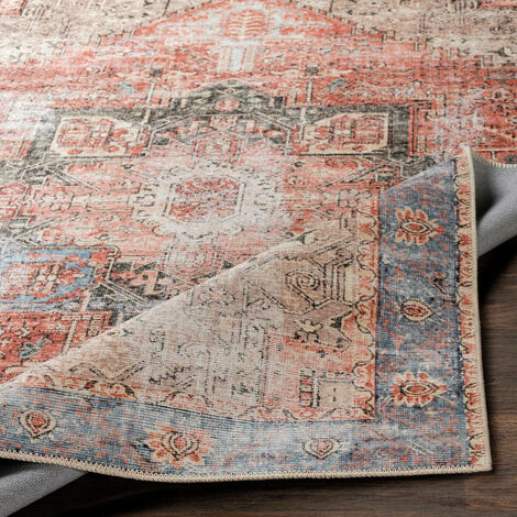 SURYA Tappeto Lavabile in Lavatrice Soggiorno Vintage Orientale Rosso e Blu  200 x 275 cm