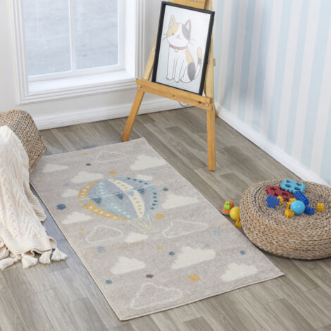 Kinderteppich Shaggy 150cm - Hochflor Spielteppich Dusty Gelb
