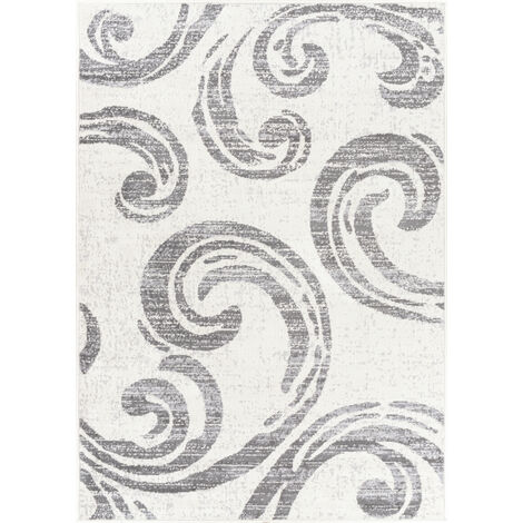 SURYA Teppich Kurzflor Wohnzimmer Skandi Retro Vintage Weiß und Grau 200 x  275 cm | Kurzflor-Teppiche
