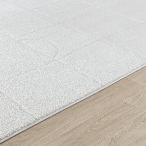 SURYA Teppich Kurzflor Wohnzimmer Skandi Design Wabi Sabi Elfenbein und  Weiß 160 x 213 cm