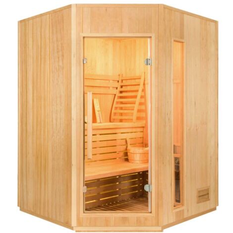 Sauna Vapeur ZEN Angulaire - 3/4 persone - France Sauna - 150 x 150 x 200 cm - Legno di abete rosso - Pacchetto completo 4,5kW (1/5)