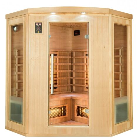 Cabina Sauna ad Raggi Infrarossi 3 4 Posti Angolare Legno da Casa Cromoterapia
