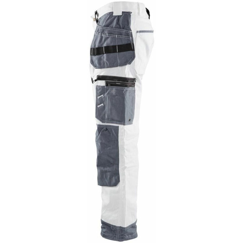 Pantaloni da lavoro da pittore X1500 Blaklader 100% cotone tasche flottanti  Bianco / Grigio 36