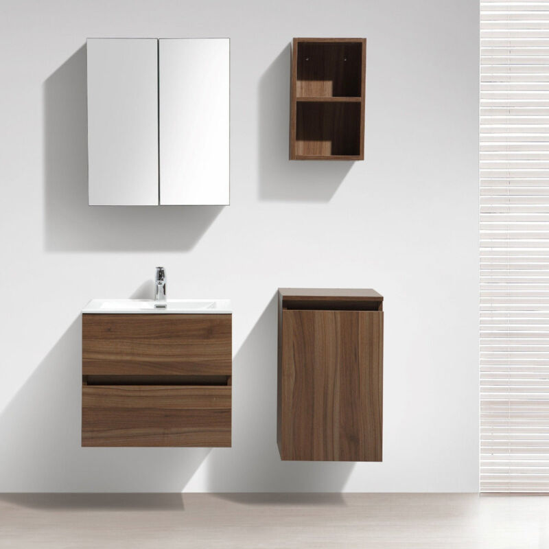 Mobile Bagno Sospeso Cm 60 Noce Scuro Con Lavabo Appoggio Siena