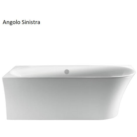 Vasca a parete di design ovale ELIZABETH bianca 170 cm Angolo Sinistra
