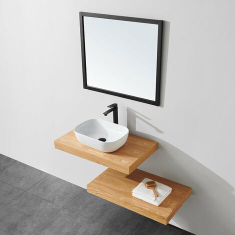 Top per lavabo da appoggio TOP rovere chiaro 80 x 46 cm