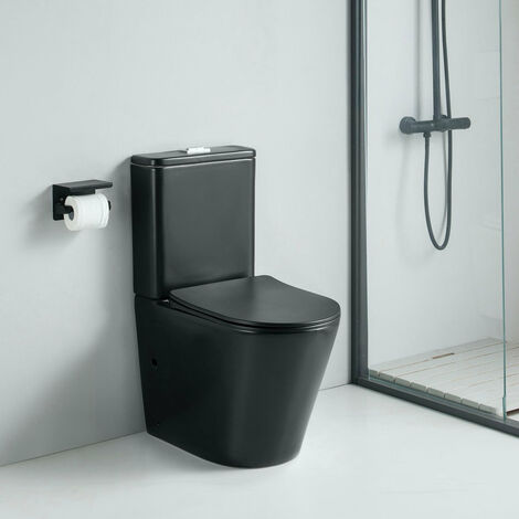 Sanitario WC a terra di stile design CIPOLI in ceramica nero opaco