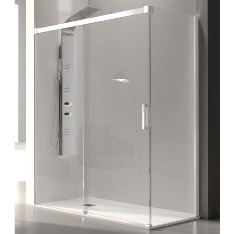 Porta doccia fissa + 1 porta scorrevole GLASÉ profilo bianco 120 cm