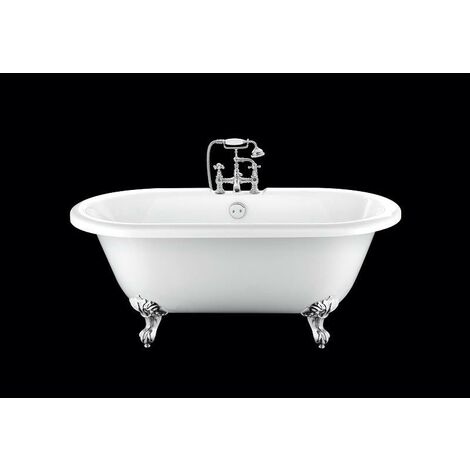 Vasca da bagno freestanding con piedini CHELSEA Bianca 154 cm Piedini di aquila Cromati